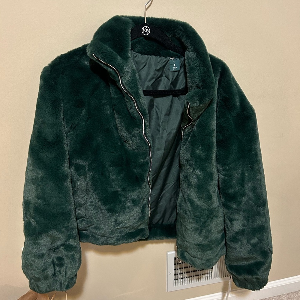 Sebby Dark Green Teddy Jacket